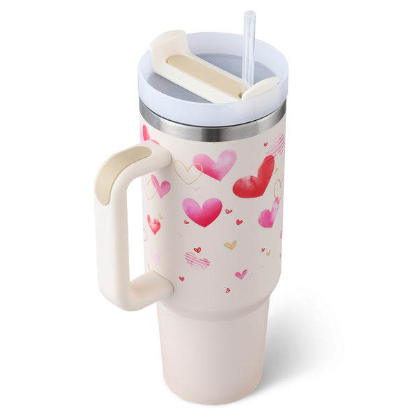 40oz Insulated Tumbler with Handle & Straw
